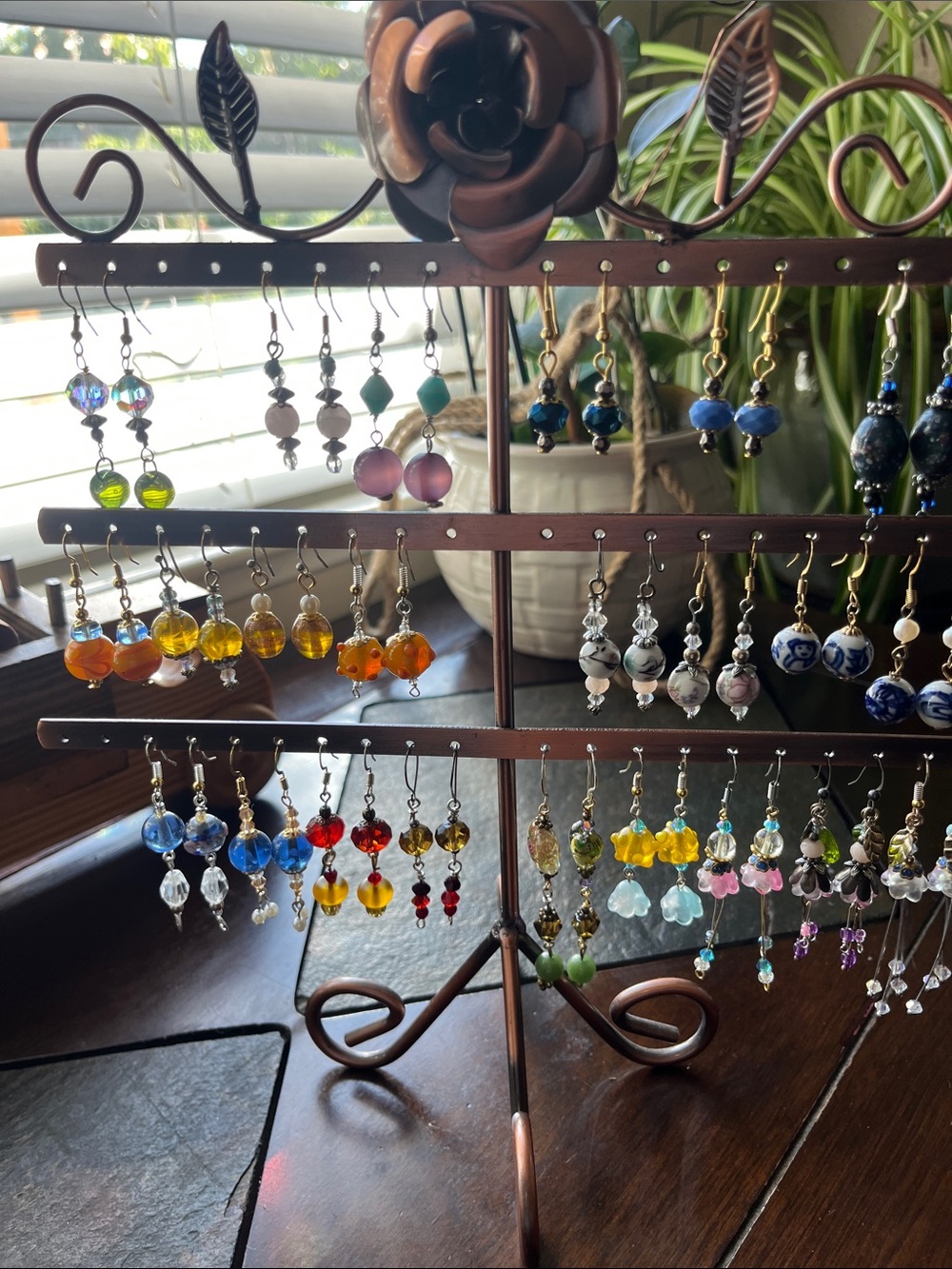 Handmade Multicolor Glass Bead Dangle Earrings - Set of Assorted Styles